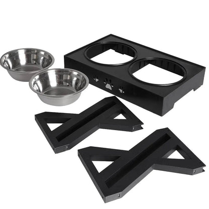 Elevated Pet Feeder Food Water Double Bowl