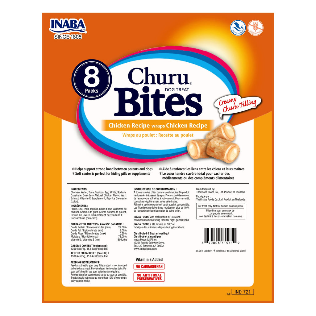 Inaba Dog Treat Churu Bites Wraps Chicken