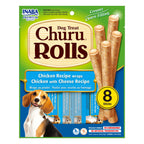 Inaba Dog Treat Churu Rolls Chicken Wraps with Cheese
