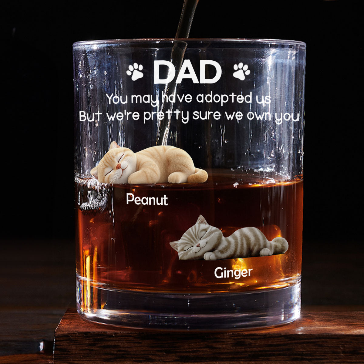 I Own You For Sure Cat Version 2 - Personalized Whiskey Glass