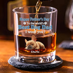 Happy To Be Dog Parents Ver Dad - Personalized Whiskey Glass