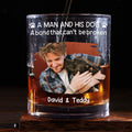 A Man And His Dog Christmas Photo - Personalized Whiskey Glass
