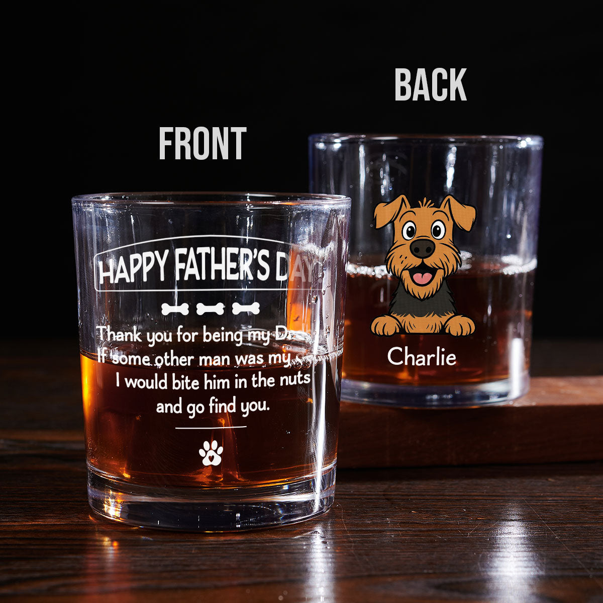 Pawsitively Lucky To Bark - Personalized Whiskey Glass