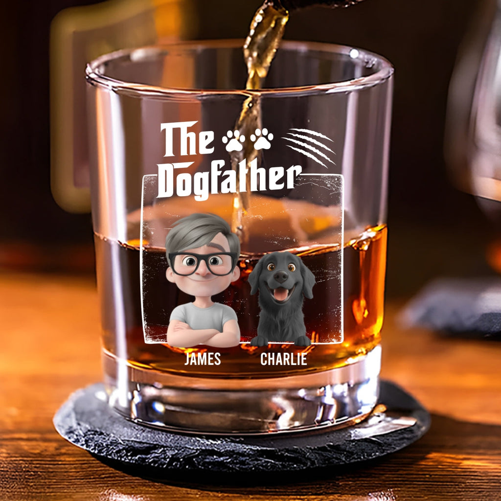 The Father Of Dog - Personalized Whiskey Glass