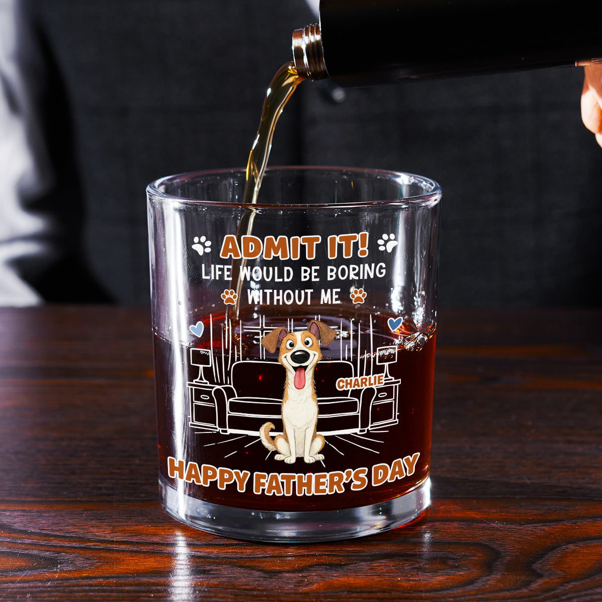 Admit It Crazy Funny Dog Ver Dad - Personalized Whiskey Glass