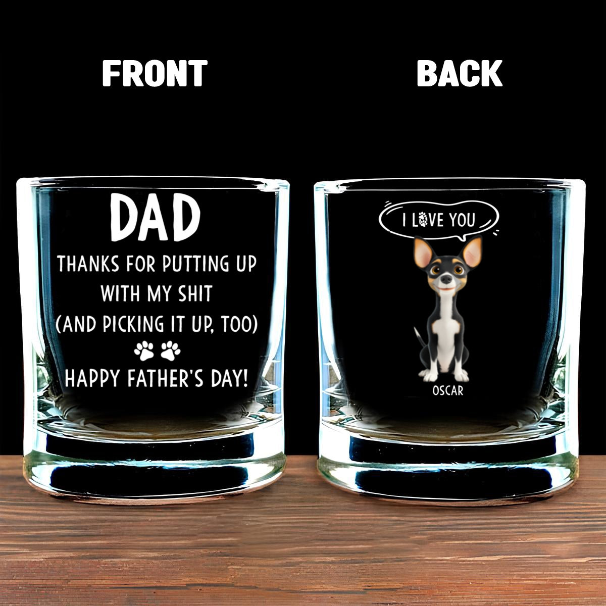 We Woof You With Love Pet Version - Personalized Whiskey Glass
