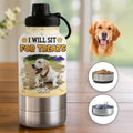 Will Sit For Treats Photo - Personalized 30oz Water Bottle With Pet Bowl