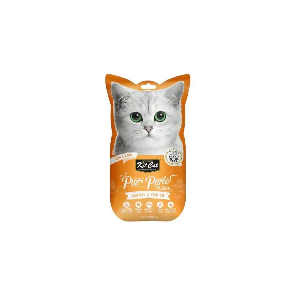 Kit Cat Treat Purr Puree Plus+ Skin & Coat Chicken Cat Treats 60g