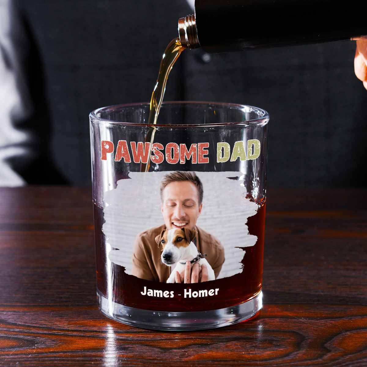 Pawsome Dad Photo - Personalized Whiskey Glass