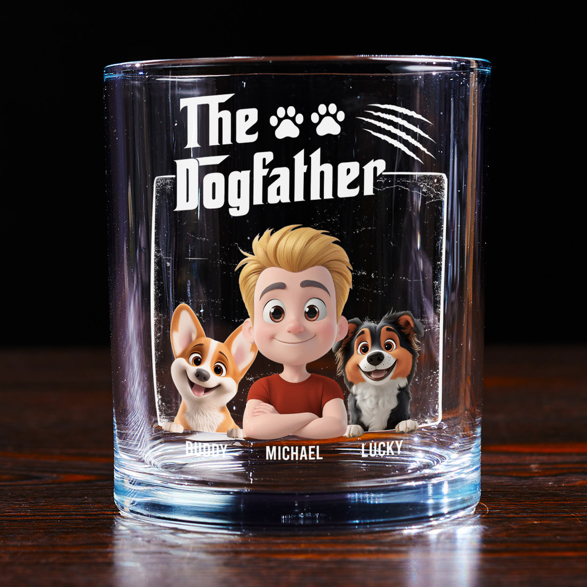 The Father Of Dog - Personalized Whiskey Glass