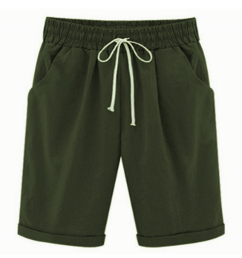 🔥Summer Hot Sale🔥Plus Size Solid Color Elastic Waist Loose Cropped Shorts
