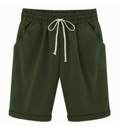 🔥Summer Hot Sale🔥Plus Size Solid Color Elastic Waist Loose Cropped Shorts
