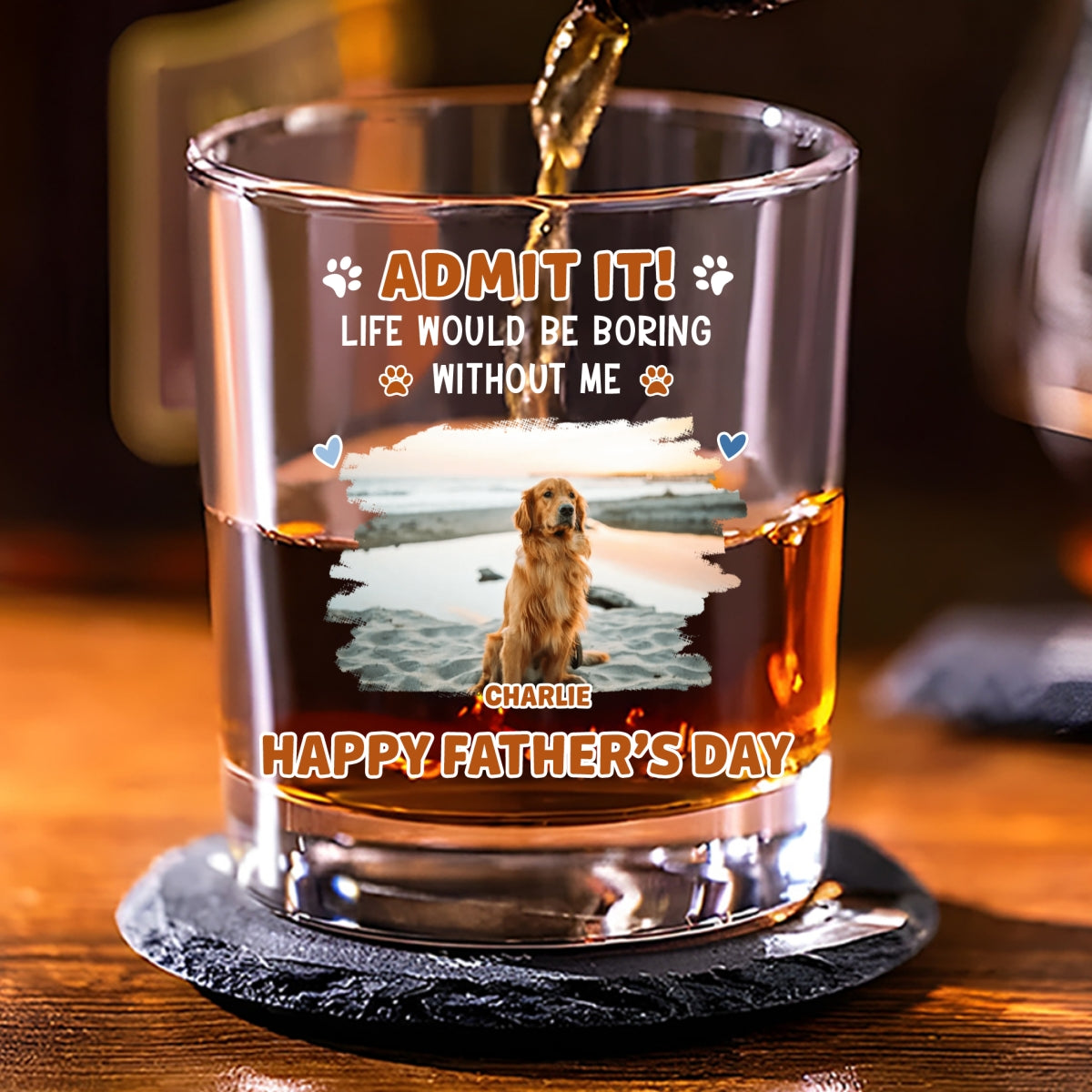 Admit It Crazy Funny Dog Ver Dad Photo - Personalized Whiskey Glass
