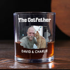 The Catfather Cartoon Version 2 Photo - Personalized Whiskey Glass
