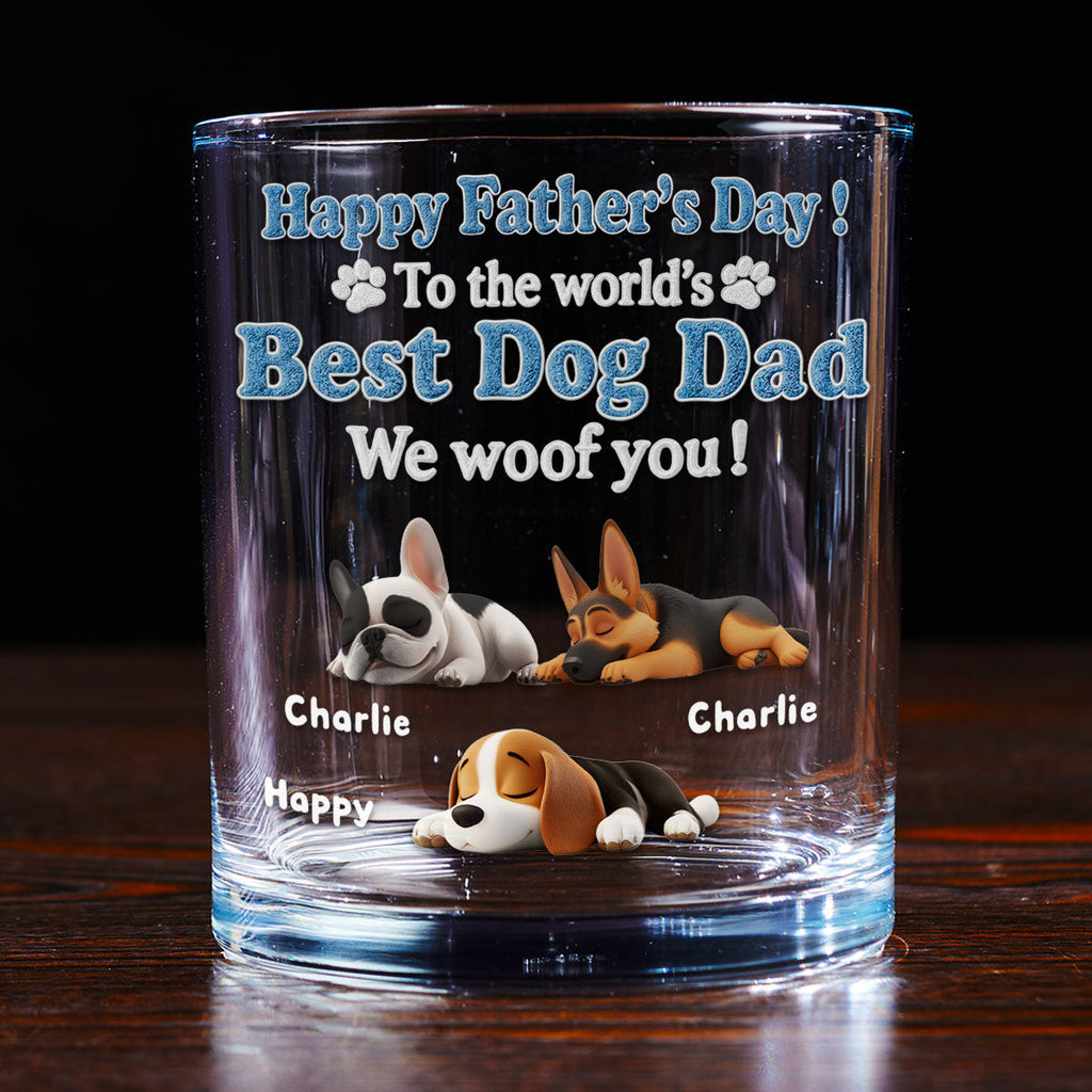 Happy To Be Dog Parents Ver Dad - Personalized Whiskey Glass