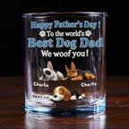 Happy To Be Dog Parents Ver Dad - Personalized Whiskey Glass