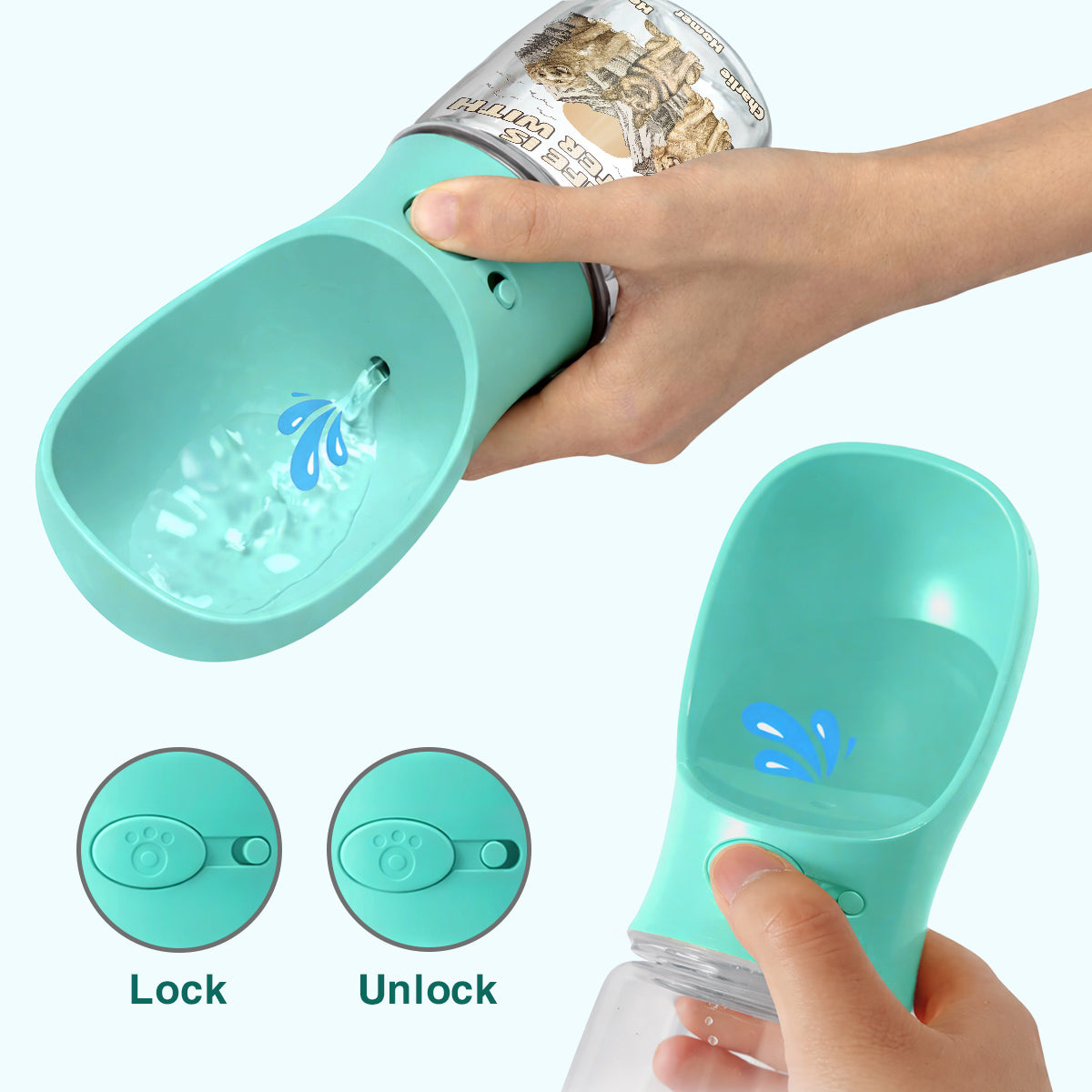 Mountain Trips With Dogs - Personalized Pet Water Bottle With Drinking Feeder