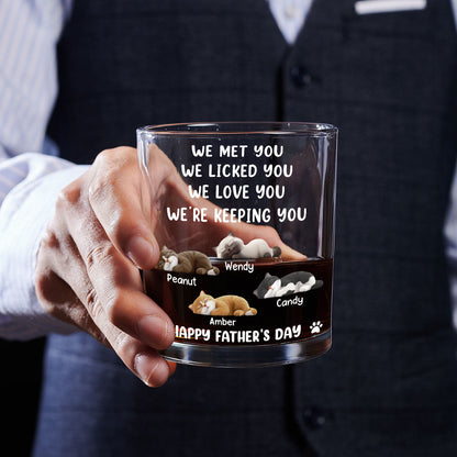 We Licked And Love You Ver Cat - Personalized Whiskey Glass