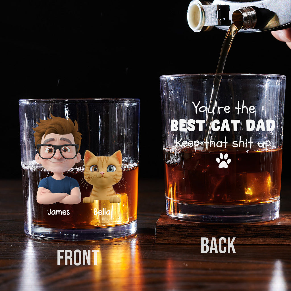 Keep That Shit Up Cat Ver - Personalized Whiskey Glass