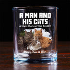 A Man And His Cats Photo - Personalized Whiskey Glass