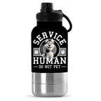 Service Human Cartoon - Personalized 30oz Water Bottle With Pet Bowl
