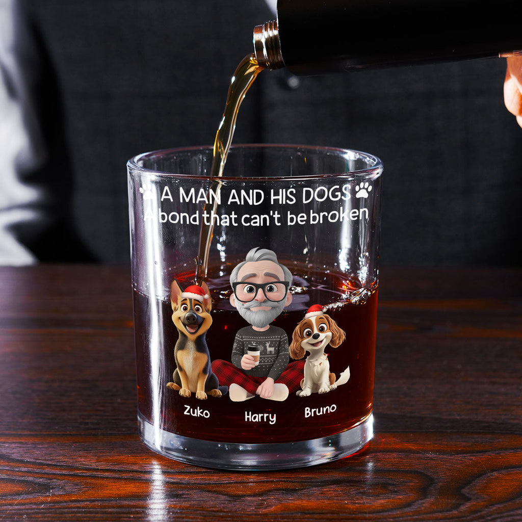 A Man And His Dog Christmas - Personalized Whiskey Glass
