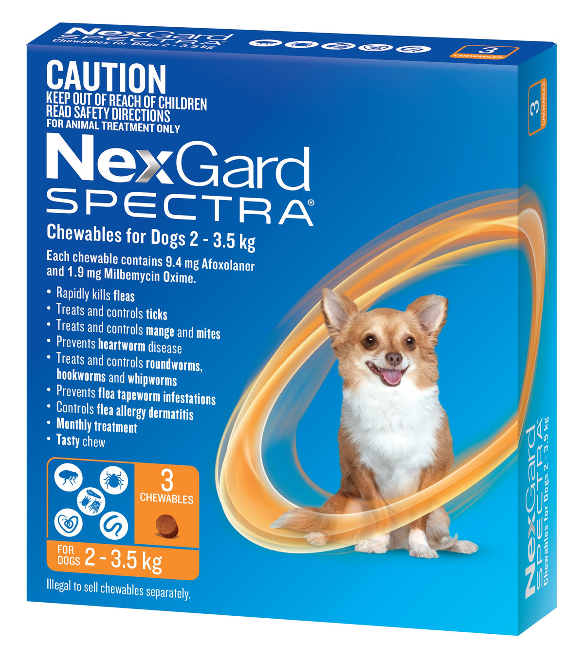 NexGard Spectra For Very Small Dogs 1.35-3.5kg (Orange)