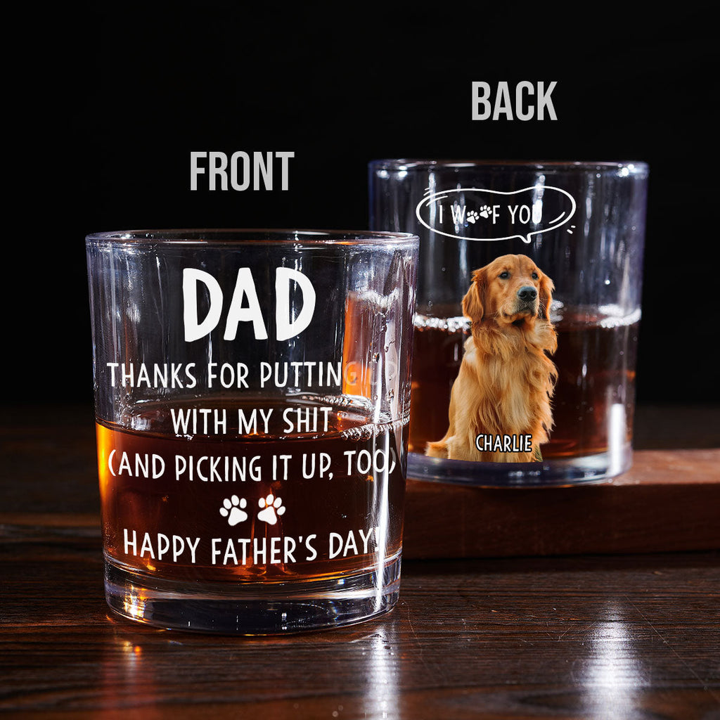 We Woof You With Love Upload Photo Version - Personalized Whiskey Glass