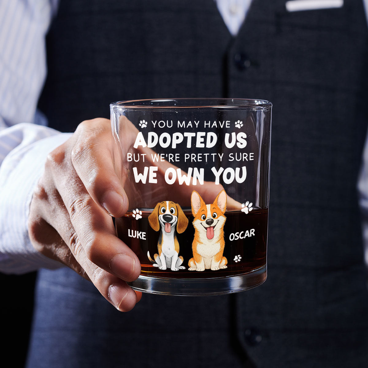 Stylized Funny Pretty Sure - Personalized Whiskey Glass