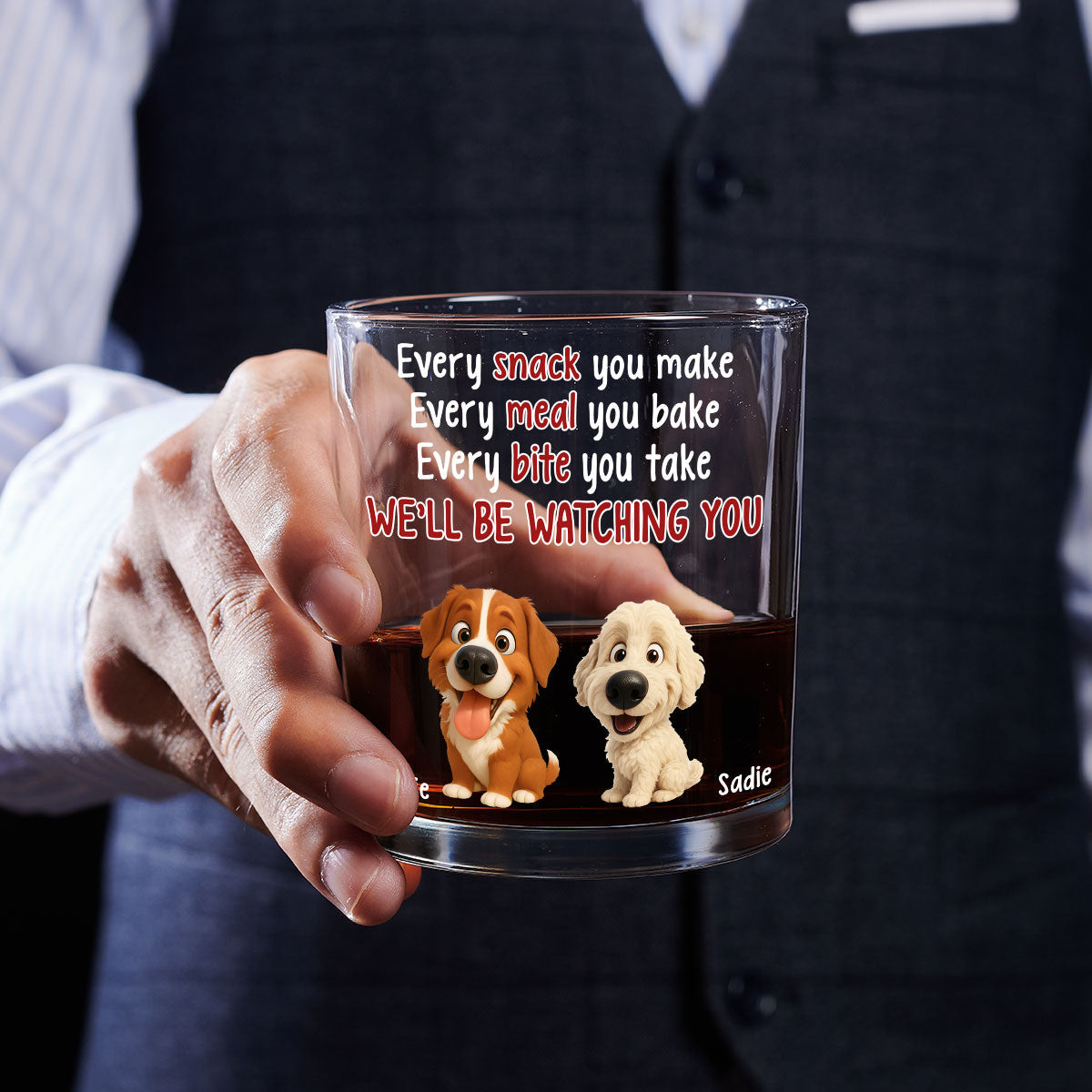 Watching You Forever - Personalized Whiskey Glass