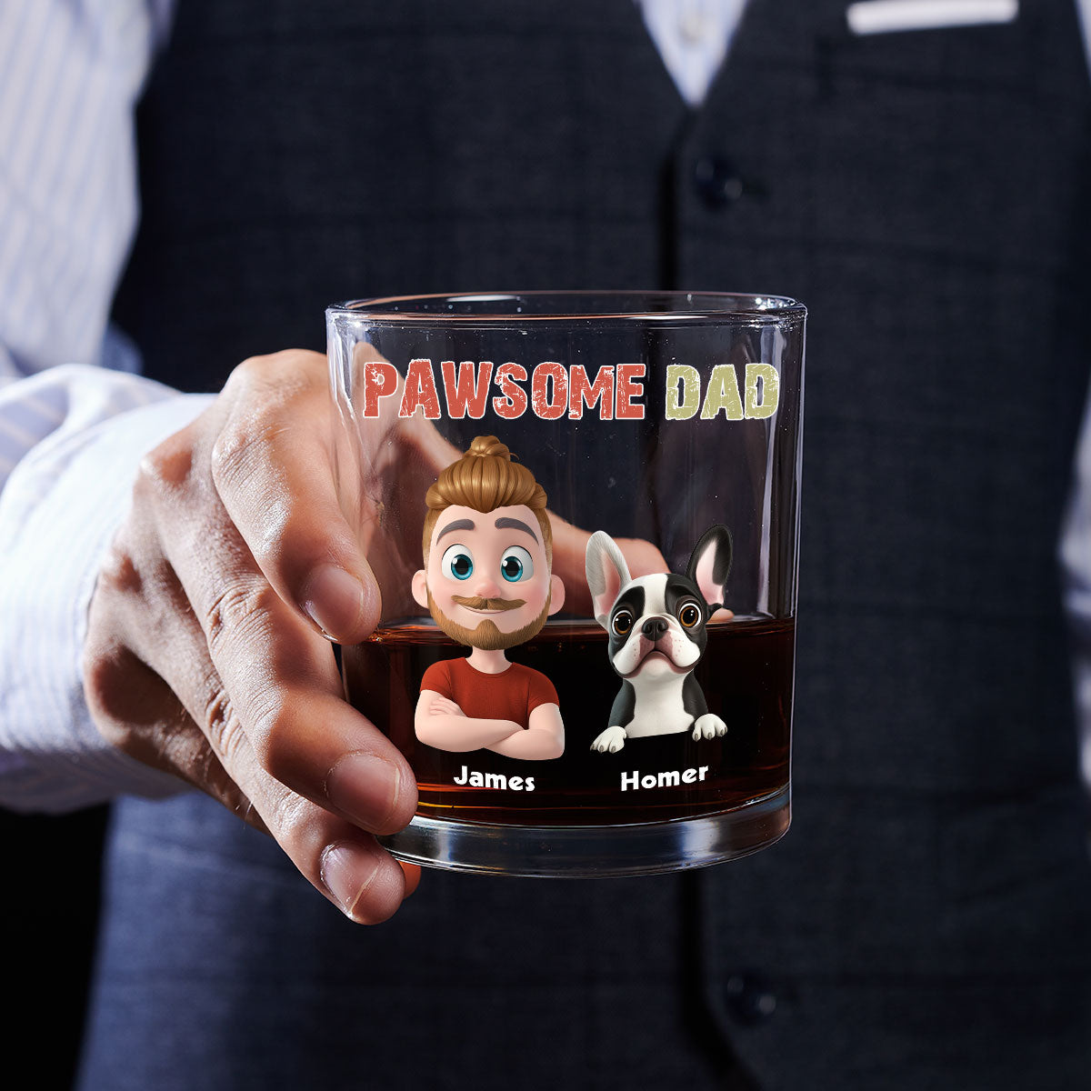Pawsome Dad - Personalized Whiskey Glass