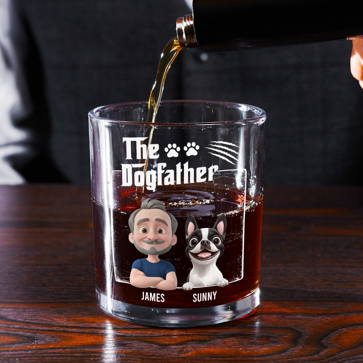 The Father Of Dog - Personalized Whiskey Glass