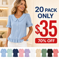 ⏰ ⚡10 Pack for $28⚡Women's Ruffle Collar Button Blouse