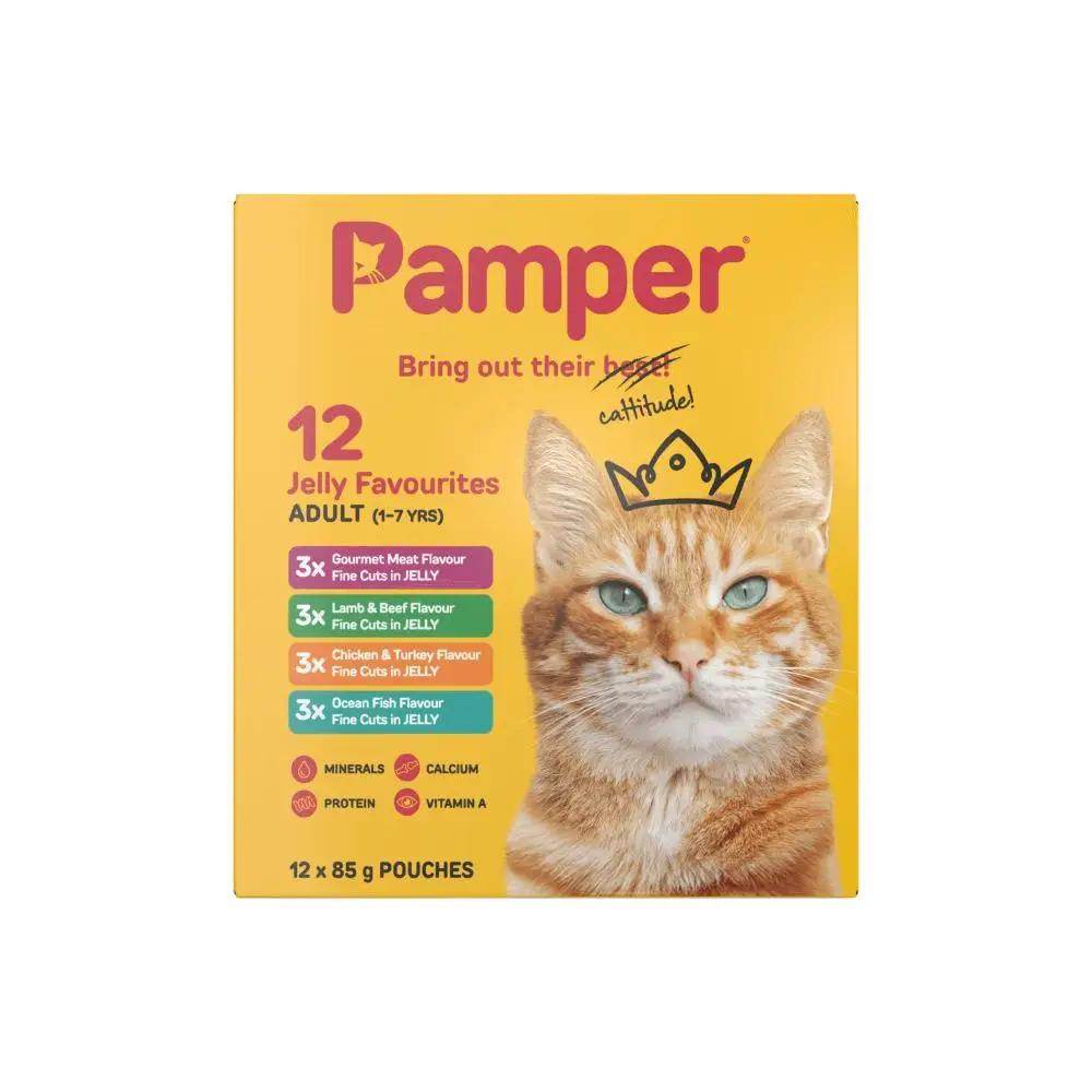 Pamper Fine Cuts Jelly Favorites Multi Pack Wet Cat Food 12x85g
