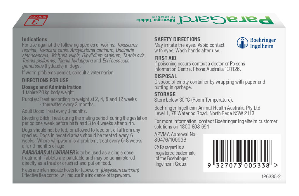 ParaGard Allwormer Tablets for Dogs