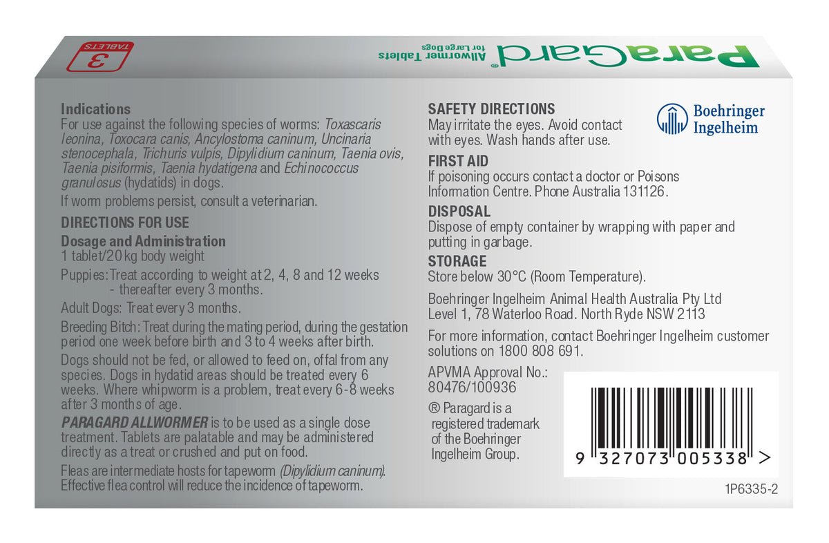 ParaGard Allwormer Tablets for Dogs