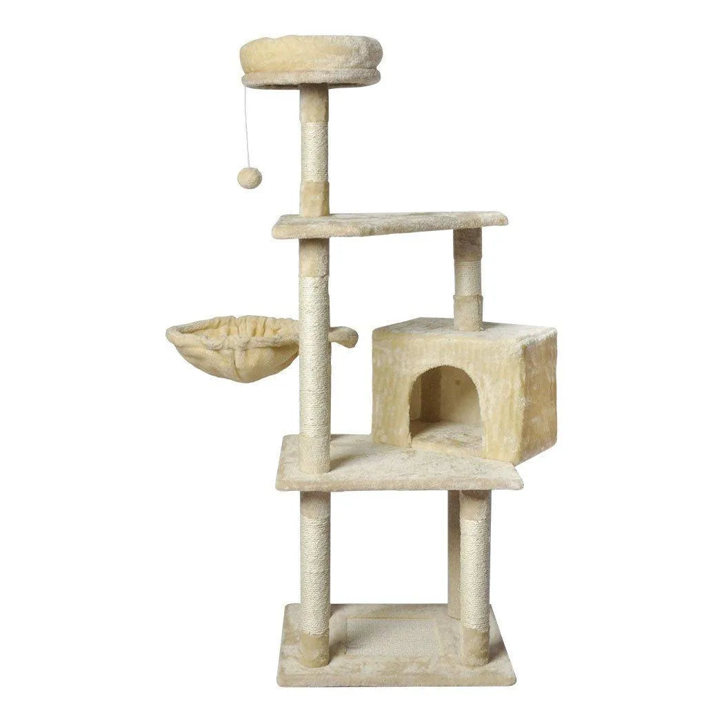 Wooden Cat Tower Scratching Climbing Post 130cm