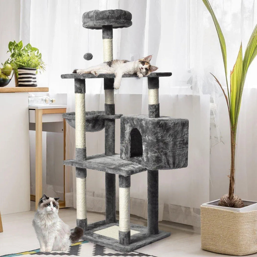 Wooden Cat Tower Scratching Climbing Post 130cm
