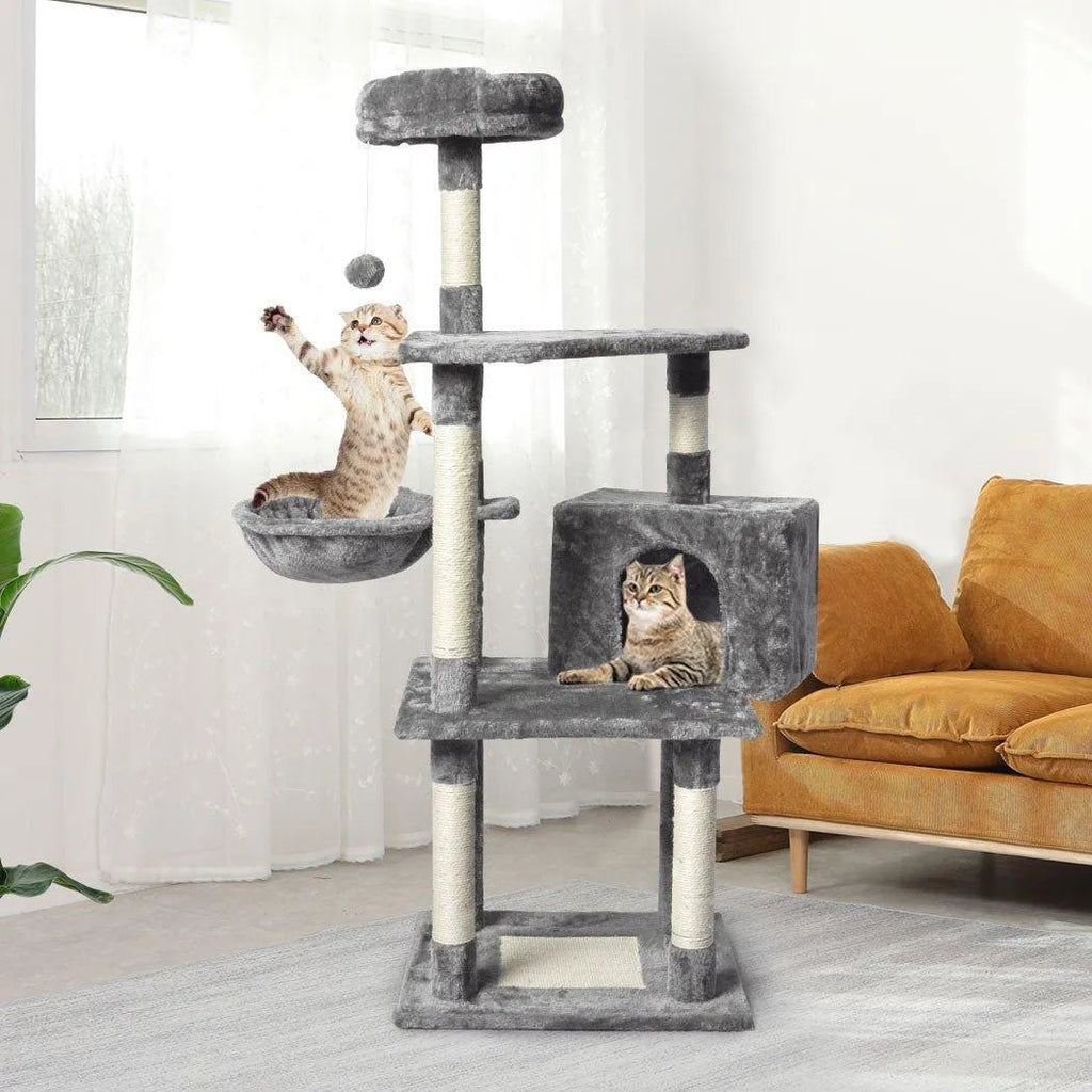 Wooden Cat Tower Scratching Climbing Post 130cm
