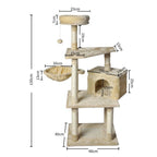Wooden Cat Tower Scratching Climbing Post 130cm