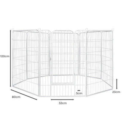 8 Panel Dog Playpen White