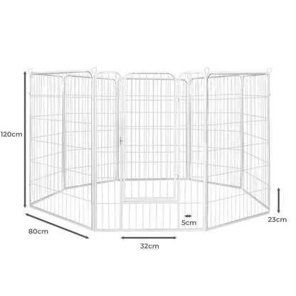 8 Panel Dog Playpen White