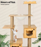 Cat Tree Scratching Post with Cat Face House