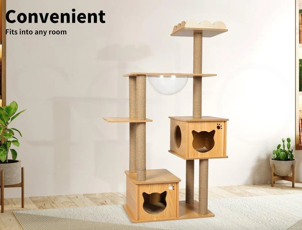 Cat Tree Scratching Post with Cat Face House