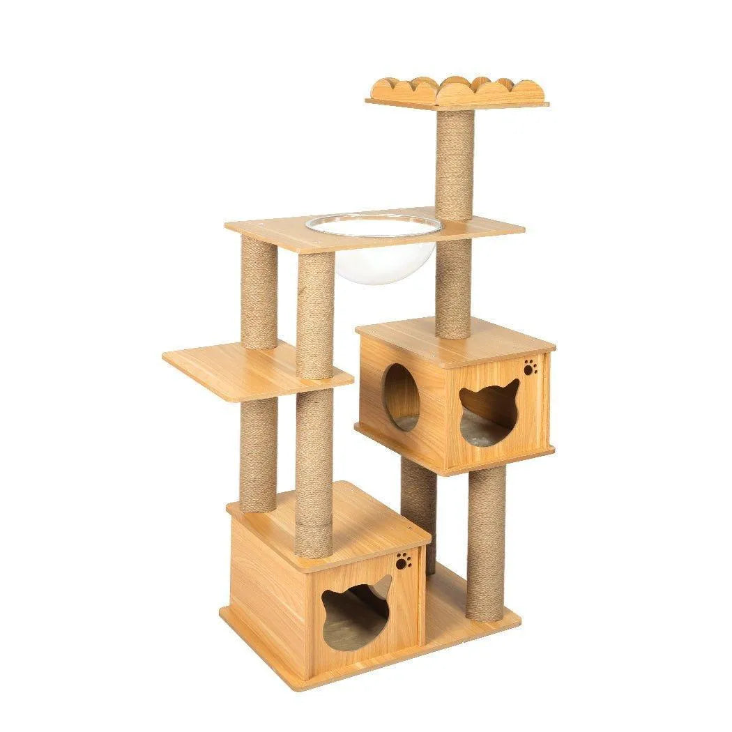 Cat Tree Scratching Post with Cat Face House
