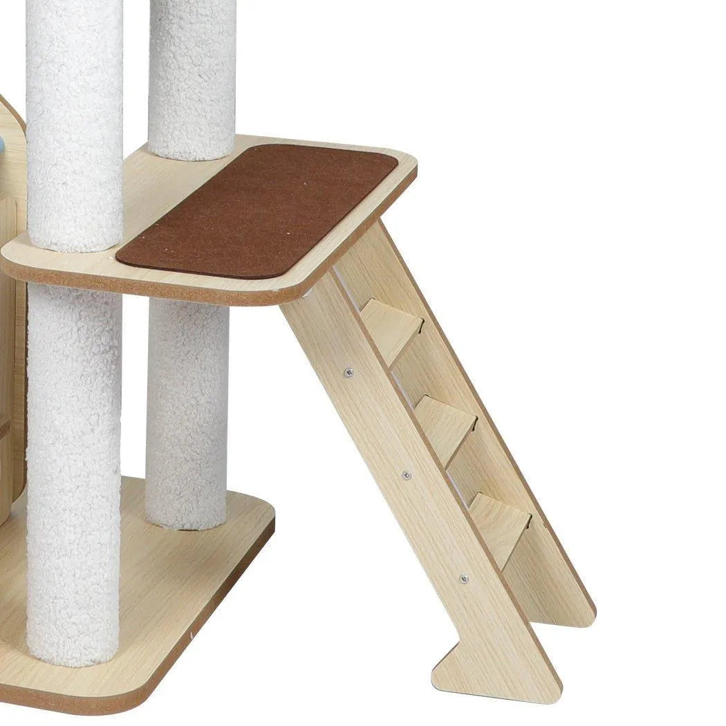 Cat Tree Scratching Post with Wood Condo 138cm