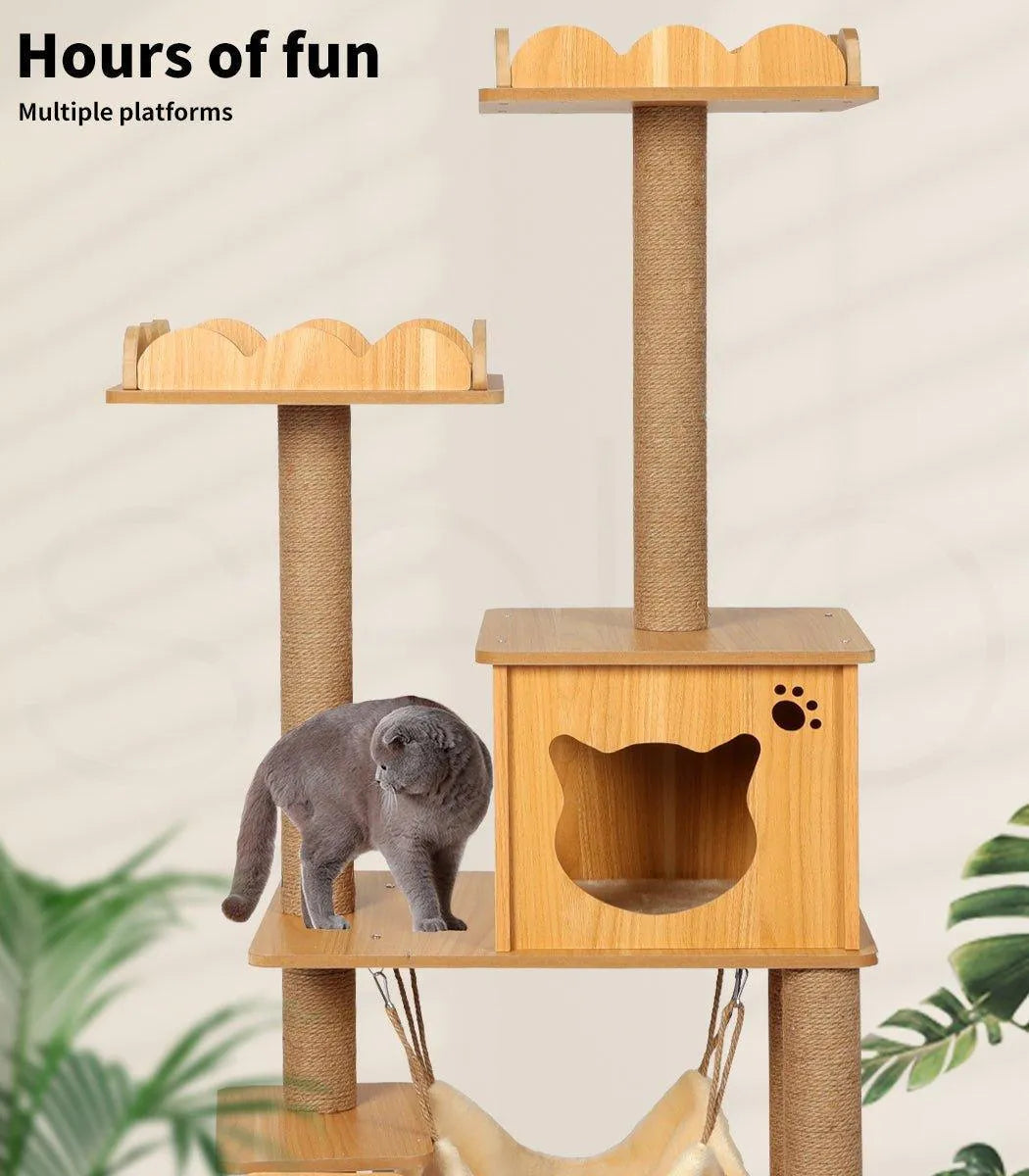 Cat Tree Scratching Post With Hammock