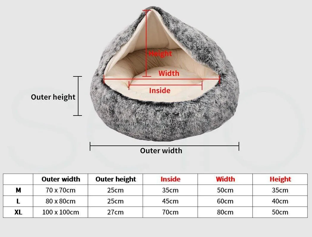 Pet Cave Dog Bed - Removable Cover
