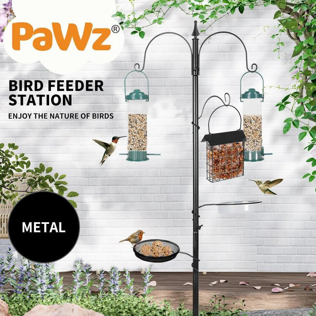 Metal Bird Feeder With Hanging Wild Seed Container