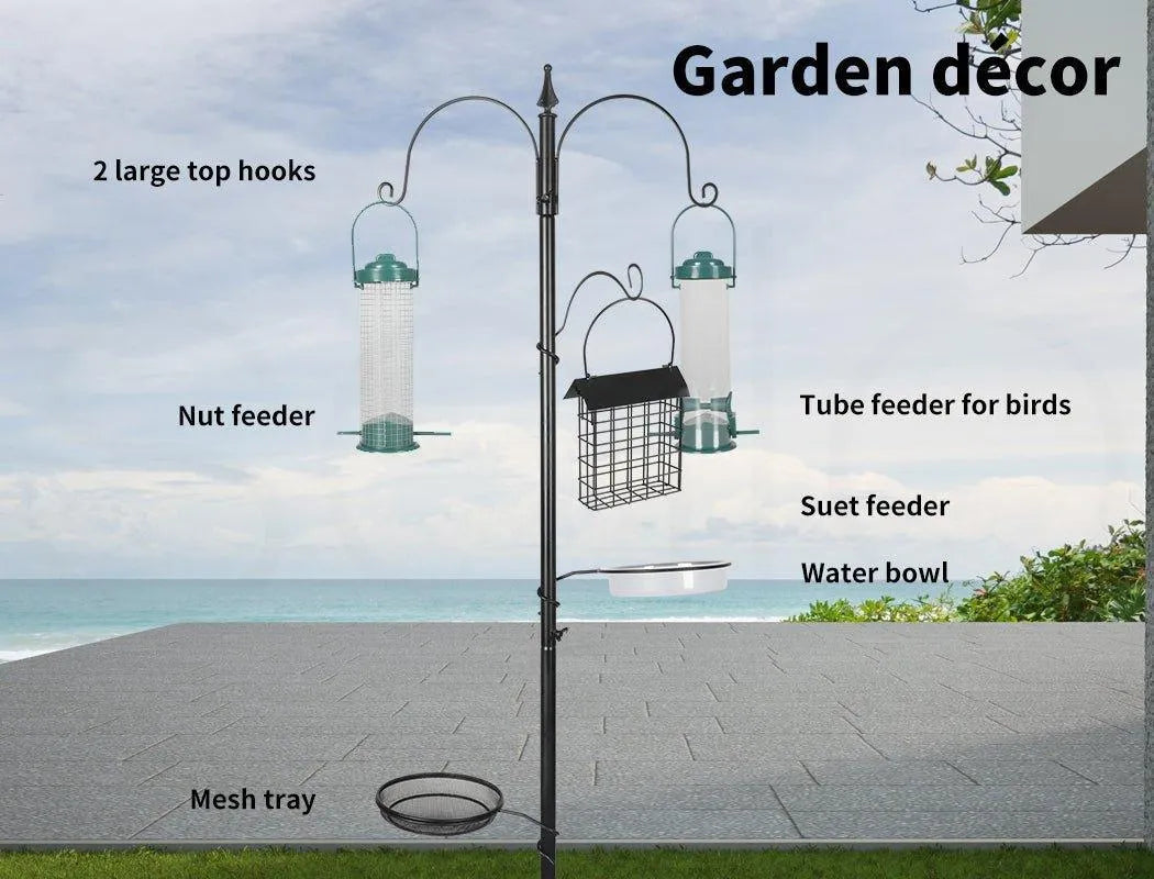 Metal Bird Feeder With Hanging Wild Seed Container